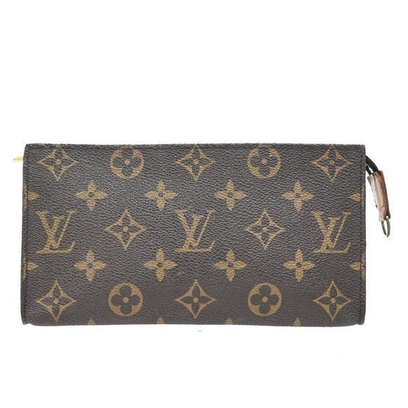 LOUIS VUITTON LV Logo Bucket GM Pouch Bag Monogram Leather Brown Gold - Picture 1 of 15